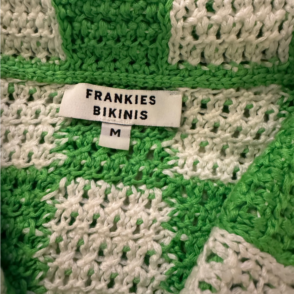 💚 Frankie's Bikinis Green & White Check Crochet Matching Set 💚 - Picture 4 of 10